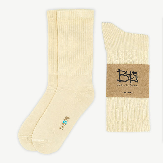 Sustainable Silkstone Cream Bamboo Crew Socks - Premium Quality, Locally Made in Los Angeles