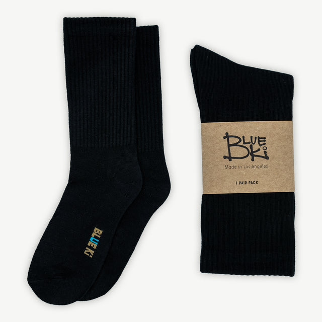 Sustainable Midnight Black Bamboo Crew Socks - Premium Quality, Locally Made in Los Angeles