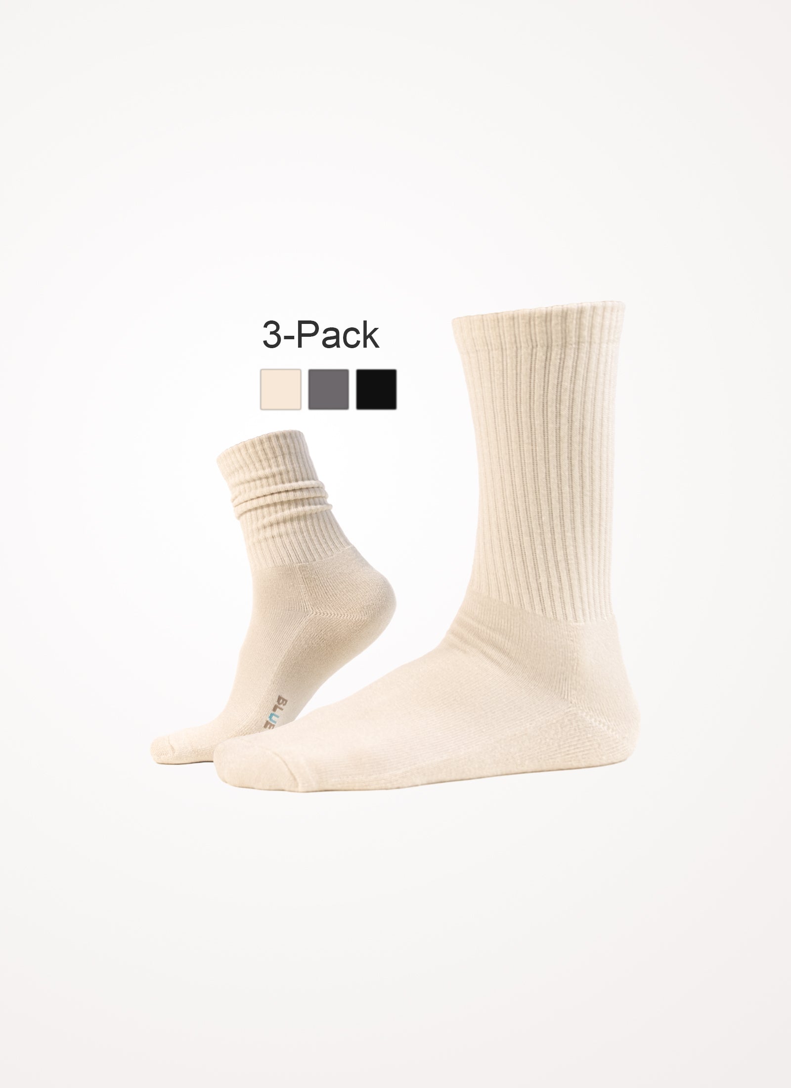 3-Pack Premium Antifungal Bamboo Crew Socks