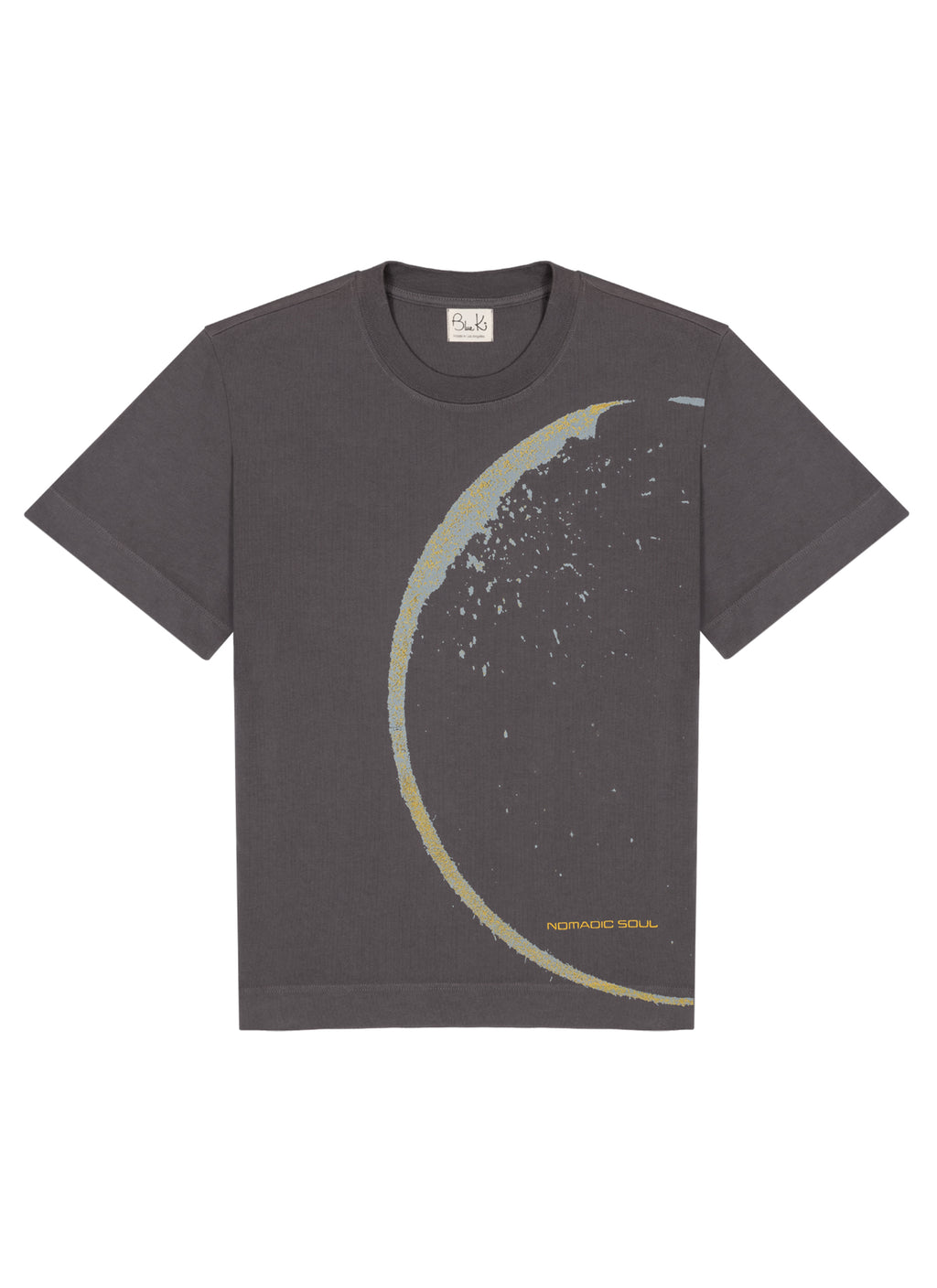 Nomadic Soul - Limited Edition, Hand Printed Gray Graphic T-shirt - Women