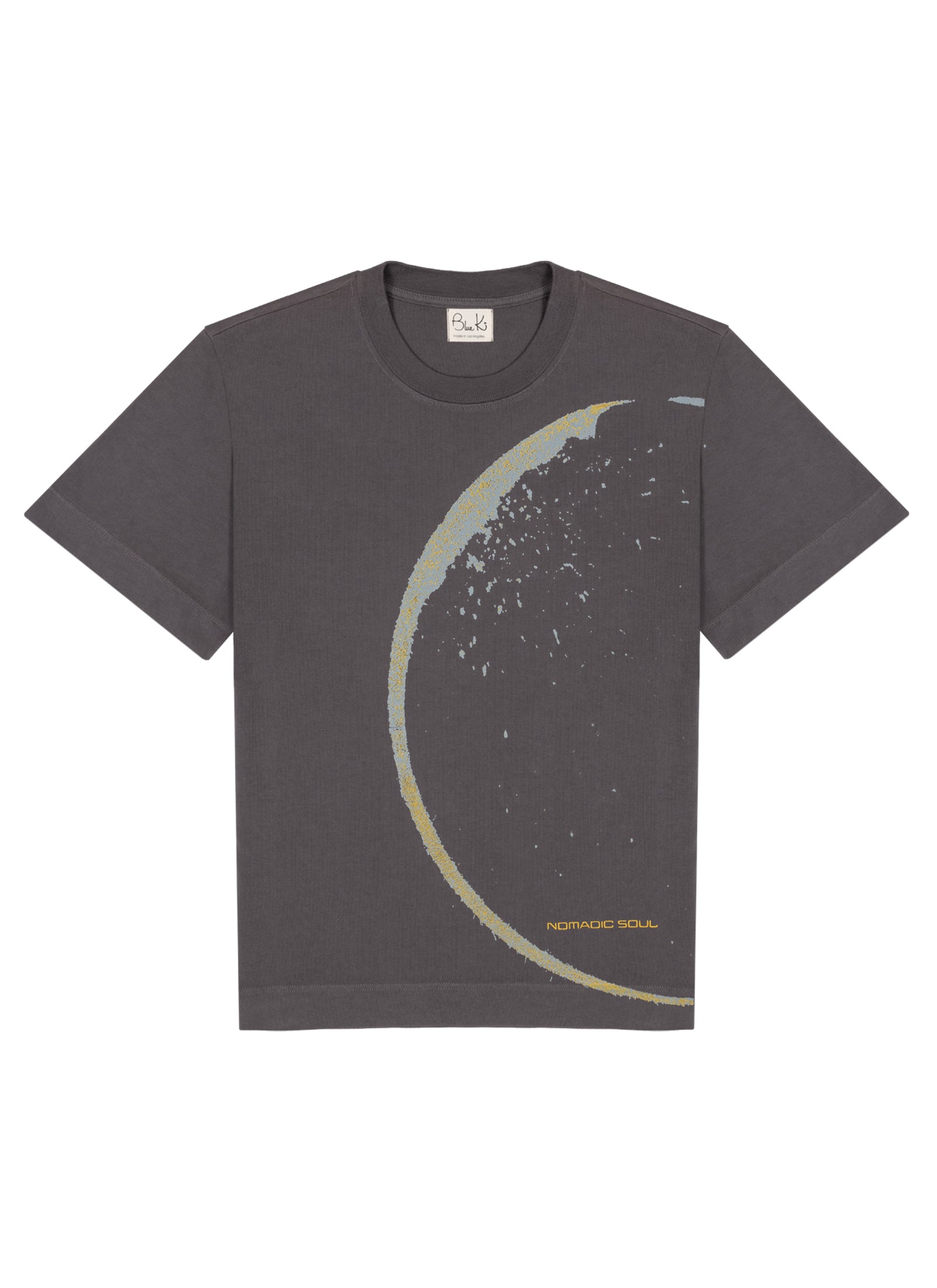Nomadic Soul - Limited Edition, Hand Printed Gray Graphic T-shirt - Women