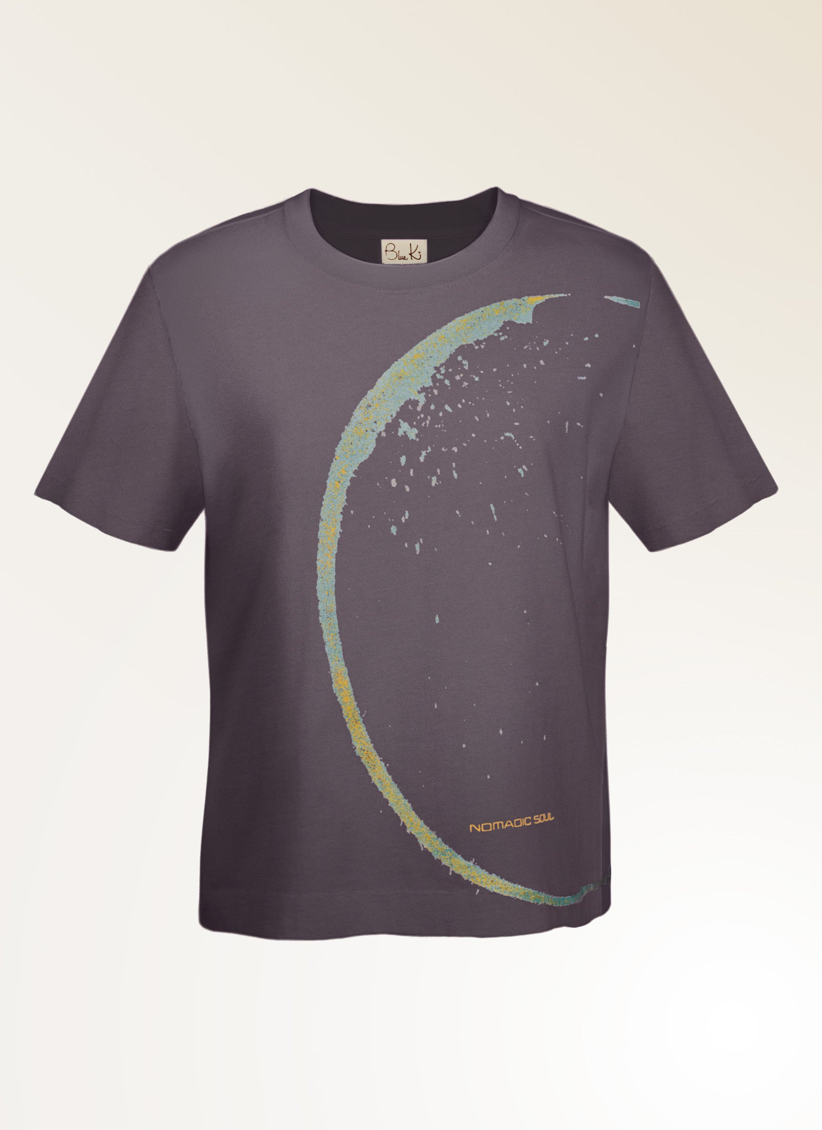 Nomadic Soul - Limited Edition, Hand Printed Gray Graphic T-shirt - Women