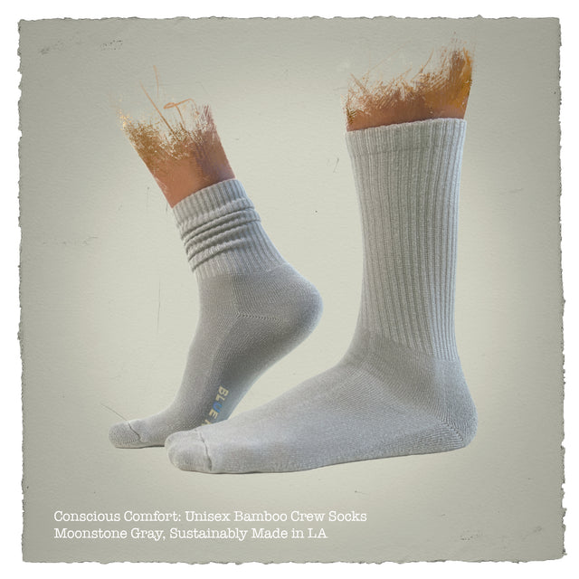 Sustainable Moonstone Gray Bamboo Crew Socks - Premium Quality, Locally Made in Los Angeles