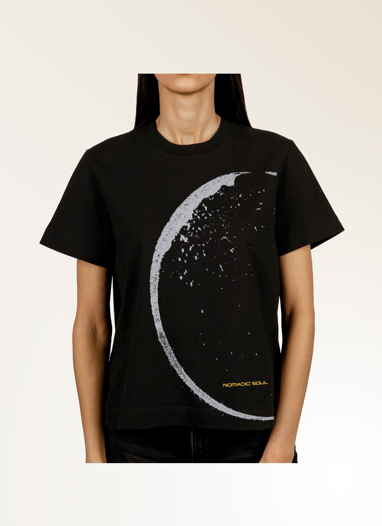 Nomadic Soul - Limited Edition, Hand Printed Black Graphic T-shirt - Women